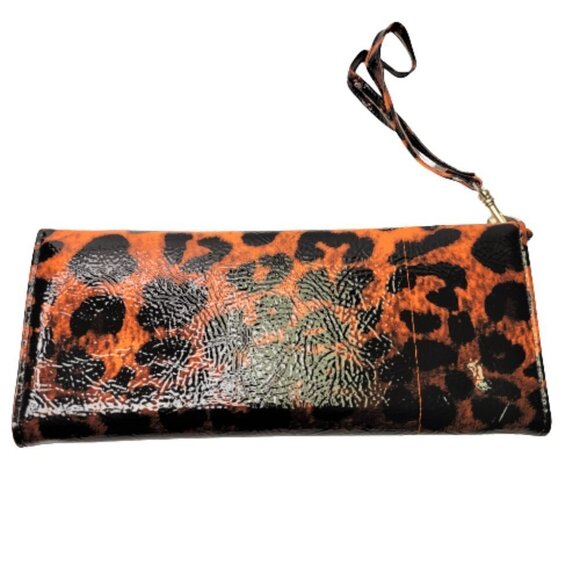 Animal Print Orange and Black Clutch Wallet Purse Travel Unisex Wallet- NWOT - Picture 2 of 7